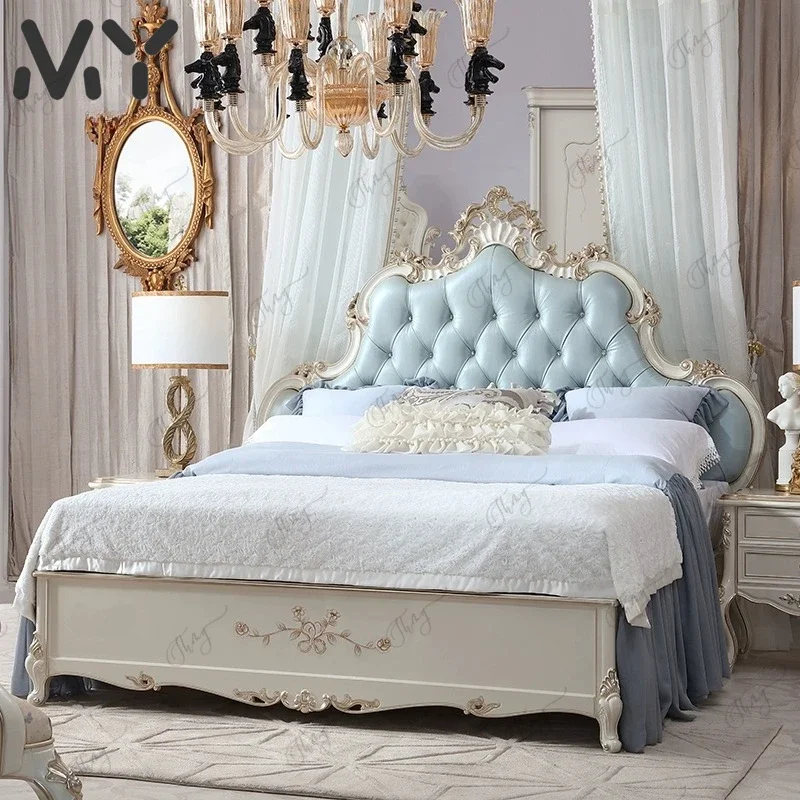 Pretty King Size Bed Frame French Style Pink Queen Bed Princess Modern Letto Matrimoniale Bedroom Furniture Luxury