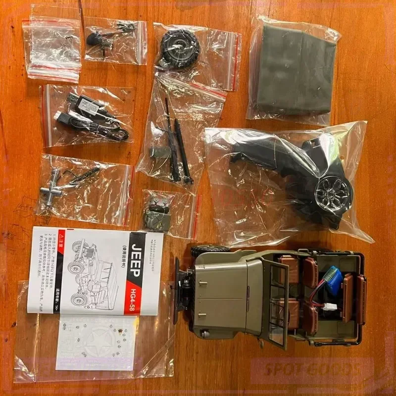 2.4G 1: 14 شاحنات عسكرية ذات دفع رباعي كهربائي عتيق للطرق الوعرة وجهاز تحكم عن بعد للأطفال نموذج سيارة محاكاة لعيد الميلاد #5