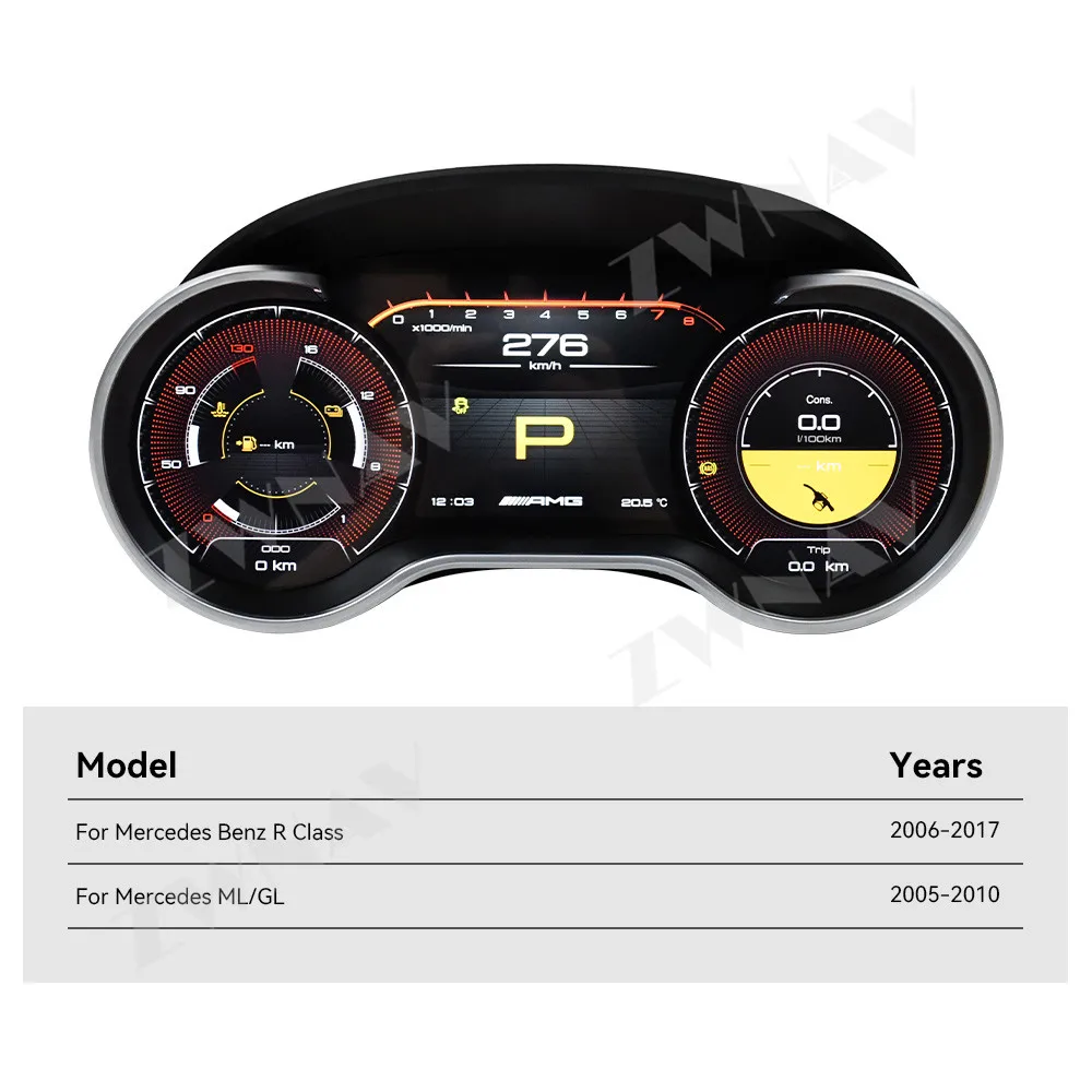 New Design Digital Dashboard For Mercedes-Benz R Class 2006-2017 LCD Virtual Driving display Cockpit Virtual Instrument Cluster