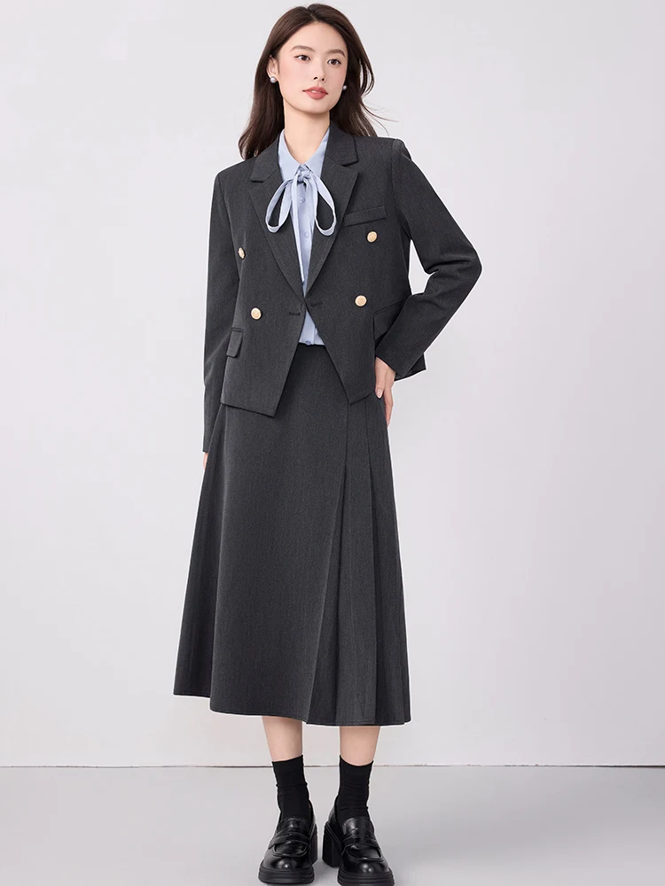 Women's Professional Suit Set for Job Interviews Spring Autumn Commute Light Weight Career Style Button Pocket Design