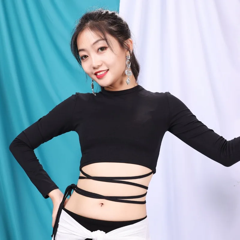Customized Belly Dance Costumes Long Sleeved Top for Women New Beginner's Fairy Sexy Practice Outfit Covering Belly Dancewear