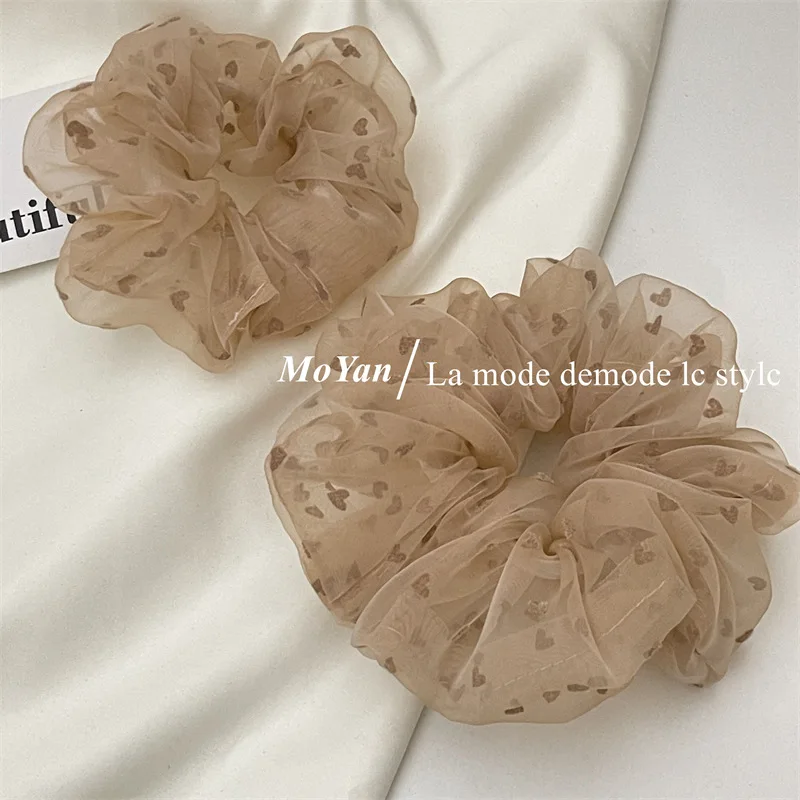 Großes Netz-Haarband für Damen, mit Liebevoll-Flauschiger Verzierung, Elegantes Haargummi, Vielseitig und Langlebig, Gummi-Haarband der Mori-Serie – Detail 8