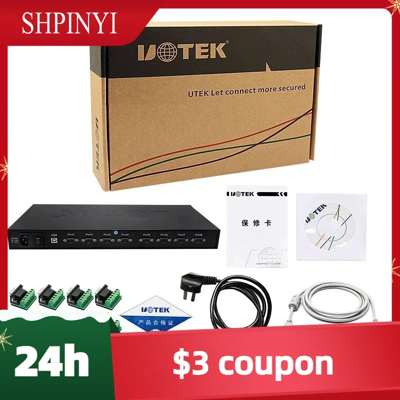 New UOTEK USB to RS-485 RS-422 Converter USB2.0 8 Ports RS485 RS422 Conversion Adapter with Optical Isolation 1U UT-2003A