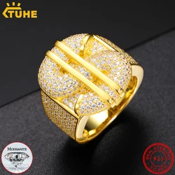 TUHE Unisex Dollar Money Iced Out Baguette VVS1 Moissanite Cross Rings S925 Silver For Men Hip Hop Jewelry