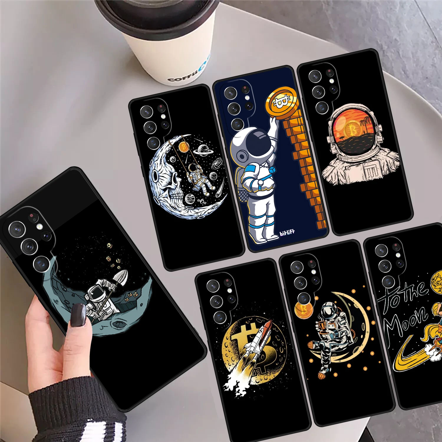 

Bitcoin to the Moon Astronaut BTC Phone Case Cover For Samsung Galaxy S24 S25 Ultra S23 S22 Plus S21 FE S20 Note 10 20 Pro