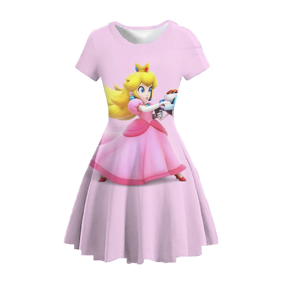 Peach Rosalina Galaxy Princess Dress For Girl Cosplay Costume Children Stage Performace Outfits Kids Carnival Fancy Clothes