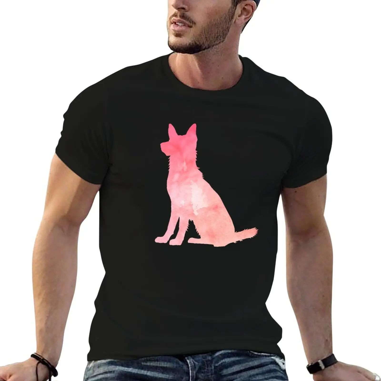Pink German Shepherd T-Shirt Breathable Workout Short Sleeve Top