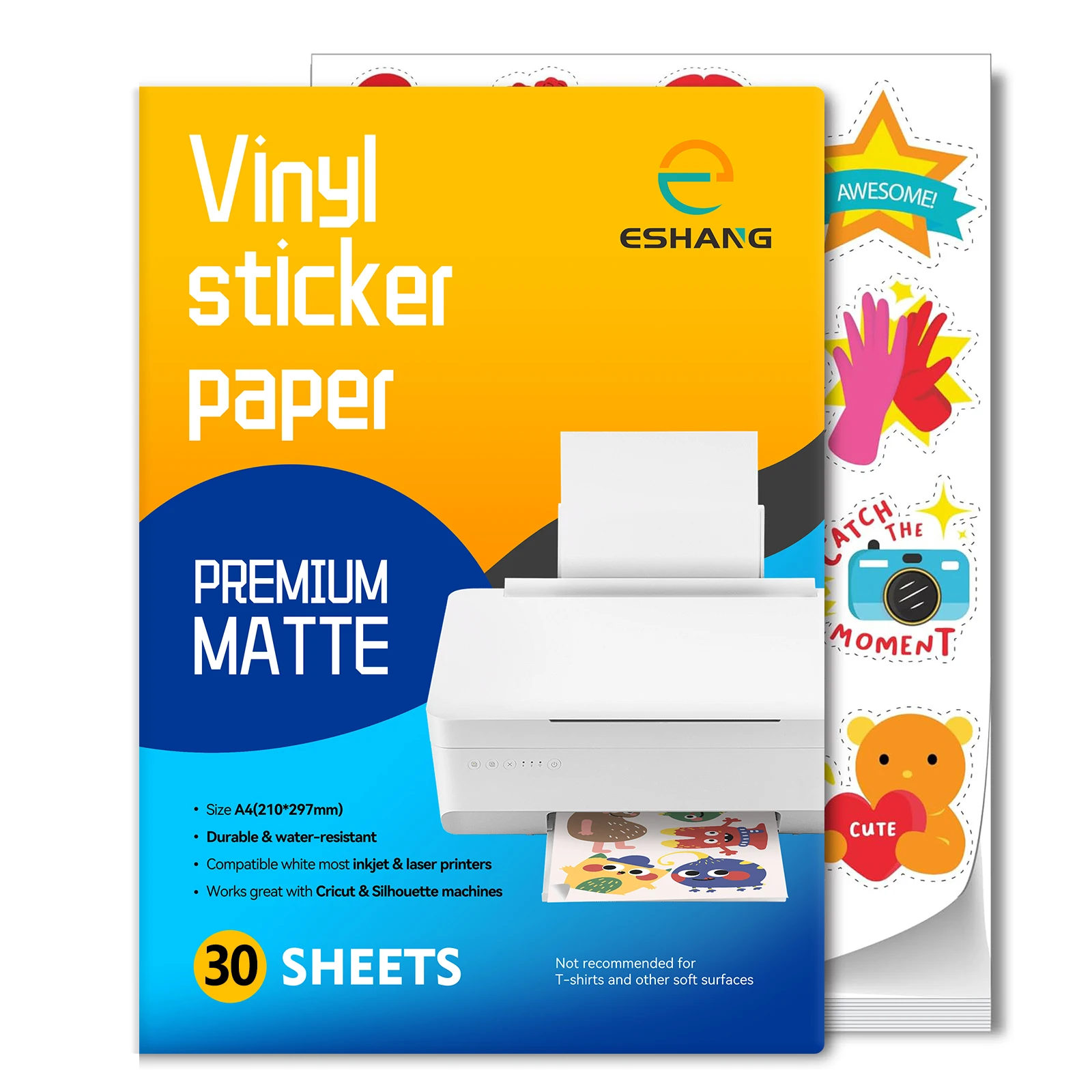 A4-Format 8,3 x 11,7 Zoll – mattweißes, bedruckbares Vinyl-Aufkleberpapier, selbstklebendes, reißfestes Etikettenpapier mit Tintenstrahldruck – Detail 3