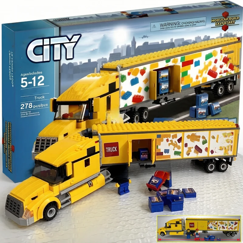 Image of 3221 Technischer Gelber Liefertransporter ‌ ‌ 60440 Bausteine Figuren-Set Fahrzeugmodell Geschenke
