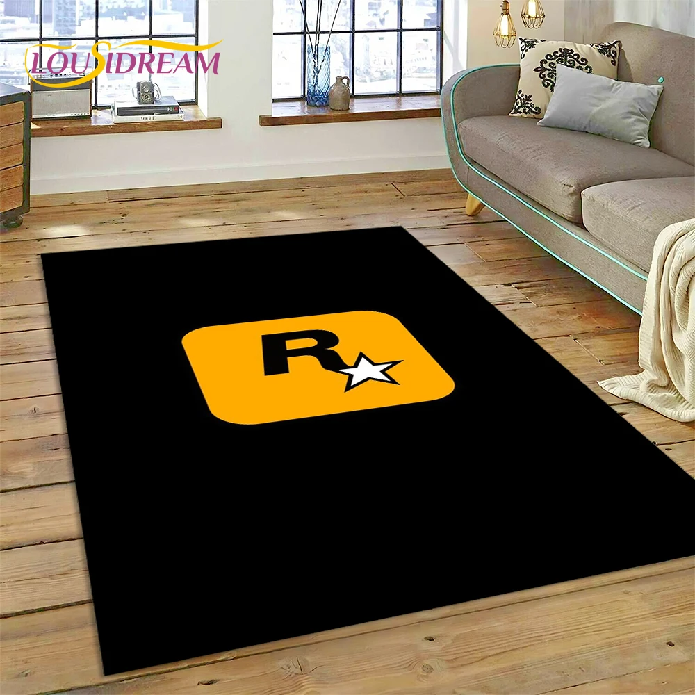 3D Rockstar Games Logo Gamer Carpet Rug for Bedroom Living Room Home Sofa Decoration,Children Play Large Decor Floor Mat Gift