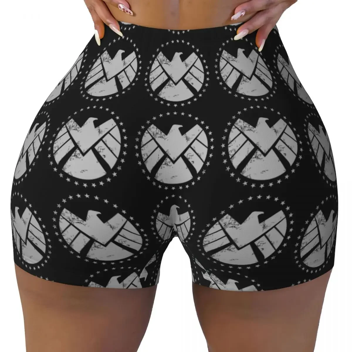 Custom Shield Agent Training Yoga Shorts Women Gym Workout Running Athletic Volleyball Biker Shorts