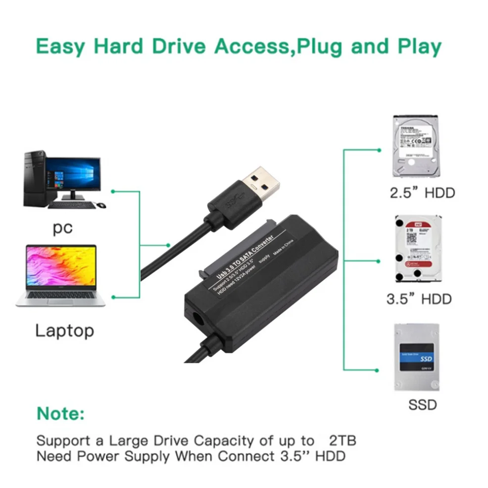 SATA zu USB 3,0 Kabel Bis zu 5 Gbps für 2,5 3,5 Zoll Externe HDD SSD Festplatte SATA 7 + 15 22 Pin Adapter USB 3,0 zu Sata Kabel