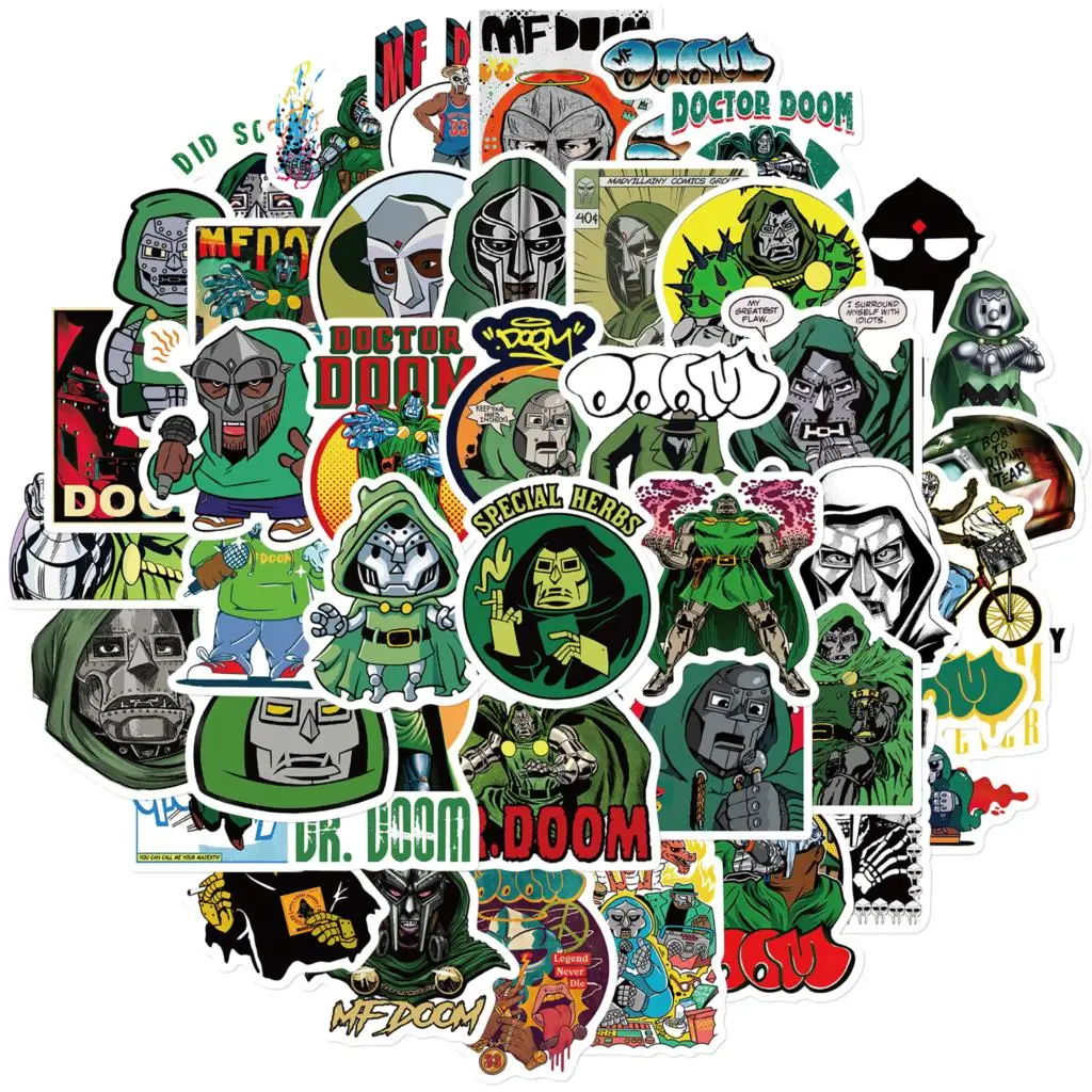 10/50PCS Hip Hop Rapper Mf Doom Stickers Singer Graffiti DIY Skateboard Phone Luggage Laptop Guitar Sticker Toys Wholesale