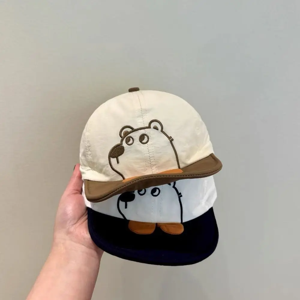 

Fashion Short Brim Cartoon Bear Baby Hat Casual Japanese Newborn Sun Hat Breathable Quick Dry Infant Sun Visor Hat Toddler