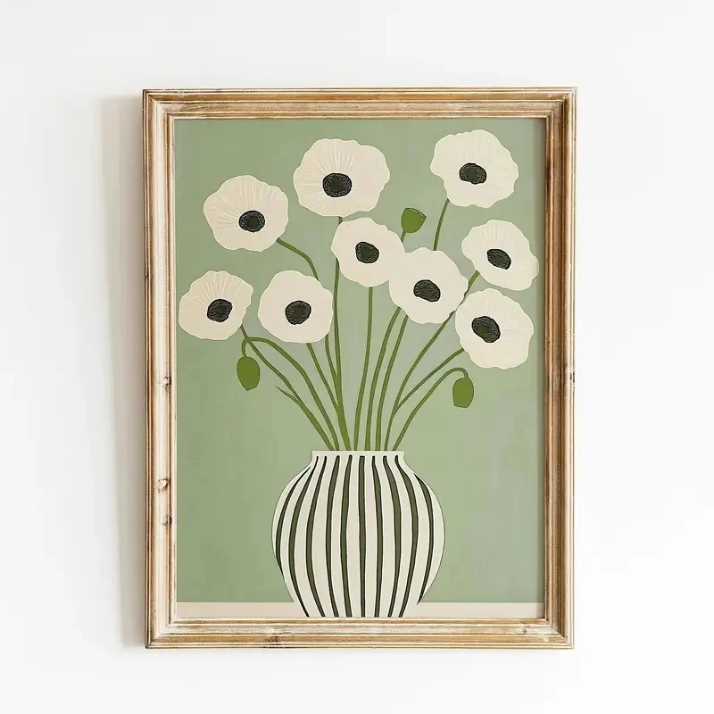 Bohemian Flower Art Printing Painting Wall Art Decor Poster Spring/Summer Flower Art Room Bedroom Living Room Decoration Gift