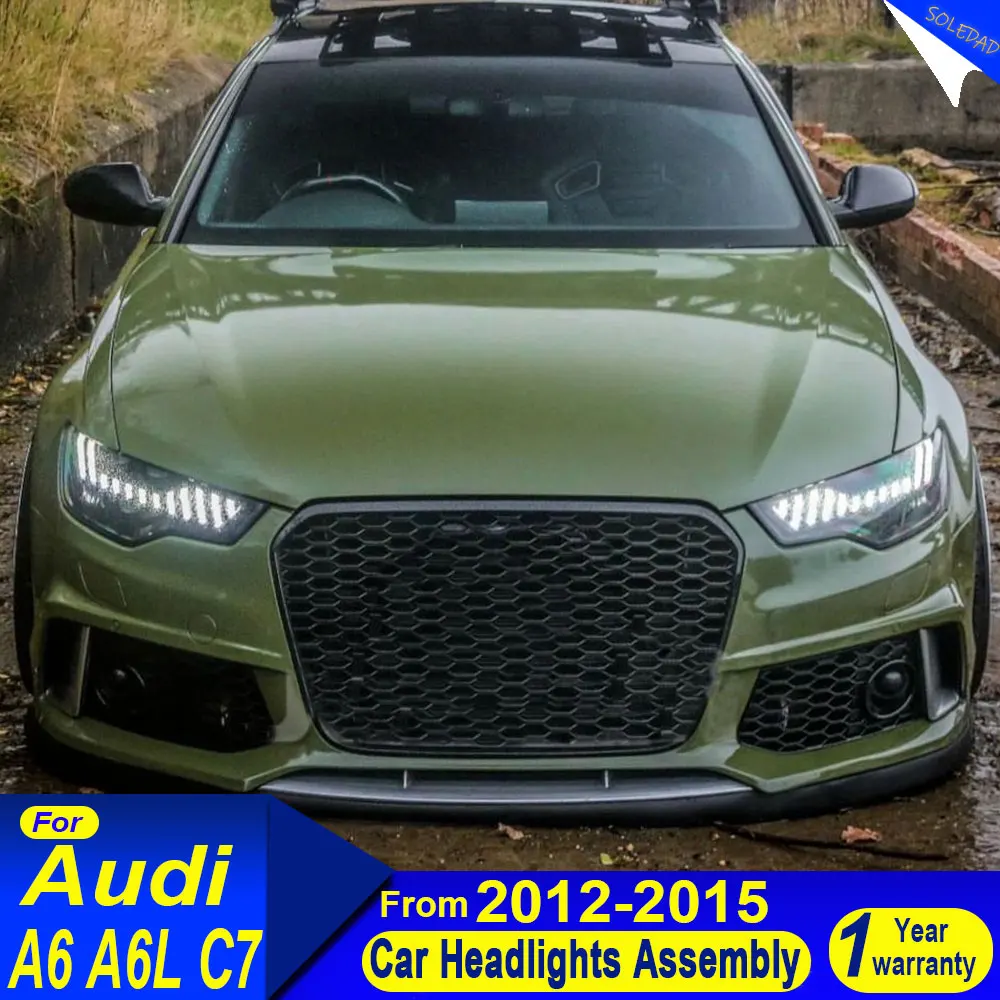 

Car LED Headlights For Audi A6 2012 2013 2014 2015 A6L C7 Modified Front LED DRL Headlamp Assembly Plug And Play Car Accessories