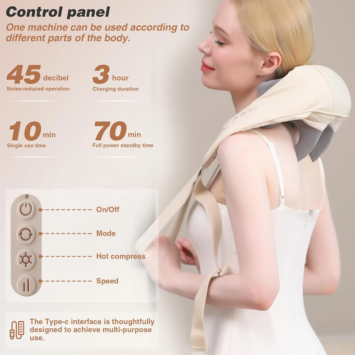 6D Neck And Shoulder Massager, USB Rechargeable Portable Neck And Shoulder Massager, Ergonomic Design for Back, Legs, Shoulder