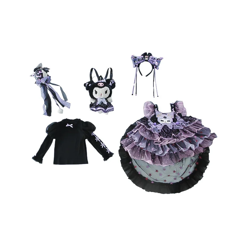 

Милое платье принцессы Sanrio Kuromi, пышное платье Лолиты, детское милое модное праздничное платье, подарки на день рождения для девочек, праздничный подарок