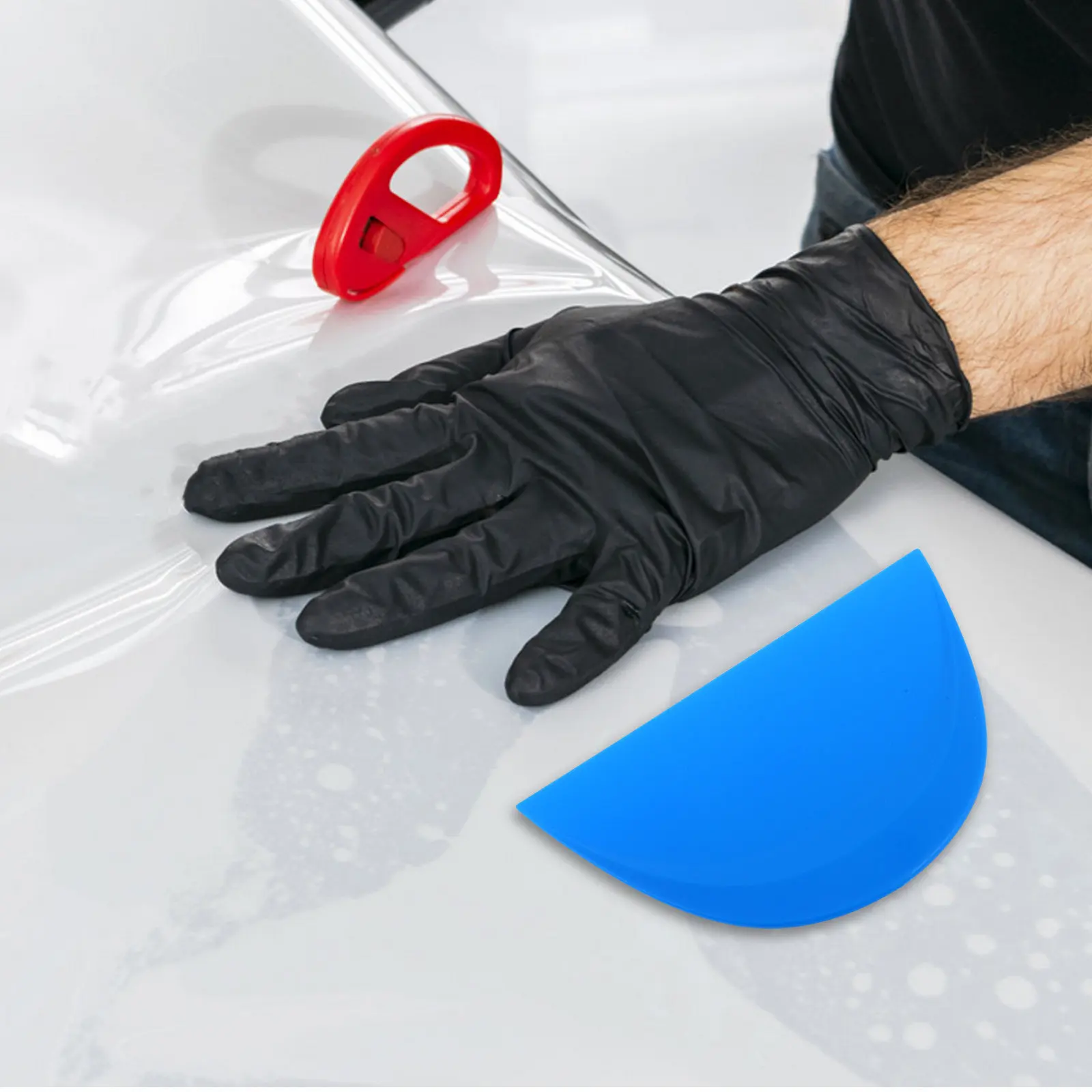 Car Beauty Tool Semicircular Soft Edge Squeegee for Car Wrap Installation Transparent Plastic Scraper for Vehicle Vinyl Film