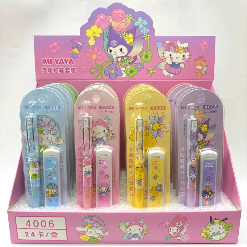 4/12/24pcs New Sanrio Activity Automatic Pencil Set 0.5mm High Appearance Smooth Office Supplies Student Gift Wholesale