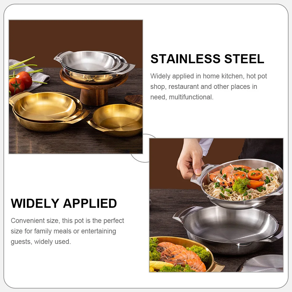 

Stainless Steel Dry Pot 20Cm Family Size Cooking Wok for Hot Pot Stir Fry Seafood Korean Ramen Multi Use Kitchen Cookware