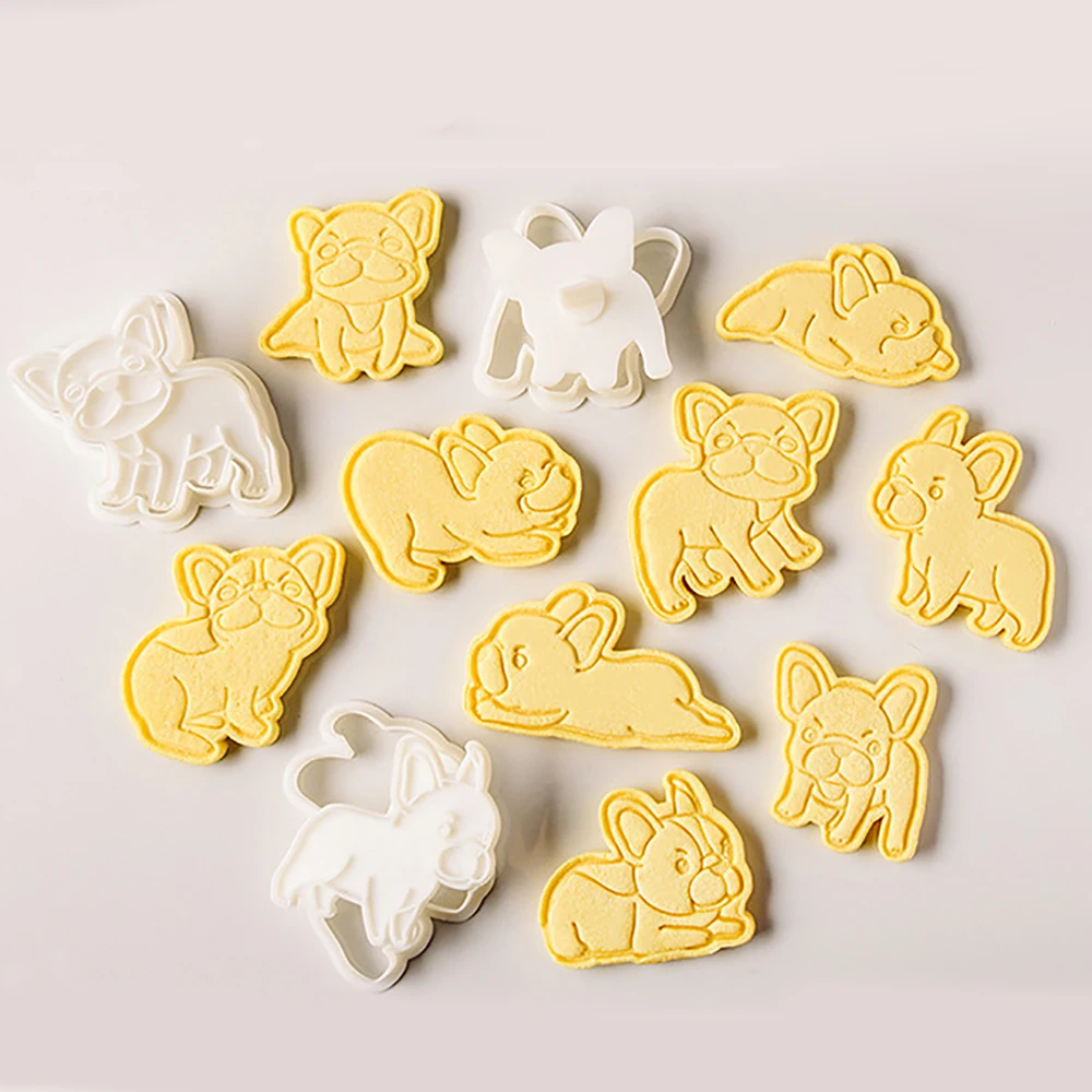 Cute Bulldog Dog Shaped Cookie Cutters Mold Biscuit Baking Tool Kitchenware Bakeware DIY Tool for Kids Hand Mold