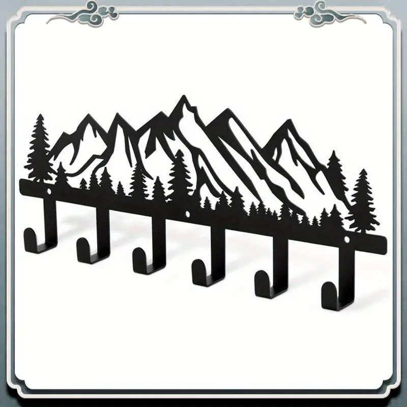 AC76-مجموعة خطافات جدارية معدنية من المدى الجبلي-مقاومة للصدأ على الطراز المعاصر شماعات ملابس حاملات مفاتيح رفوف المناشف #1