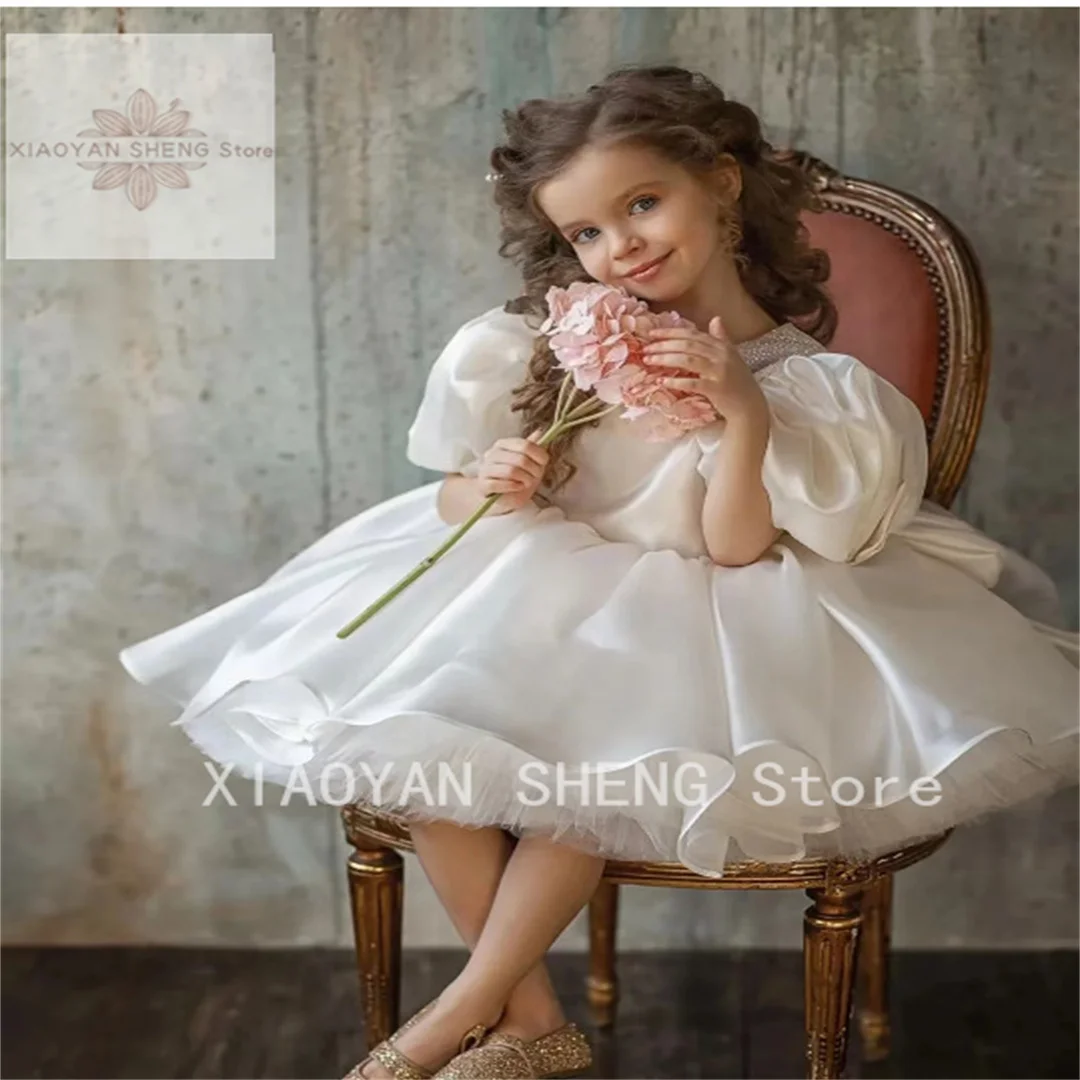 Flower Girl Dress For Wedding Pleated Puffy Layered Tulle Birthday Pageant Princess First Communion Ball Gowns