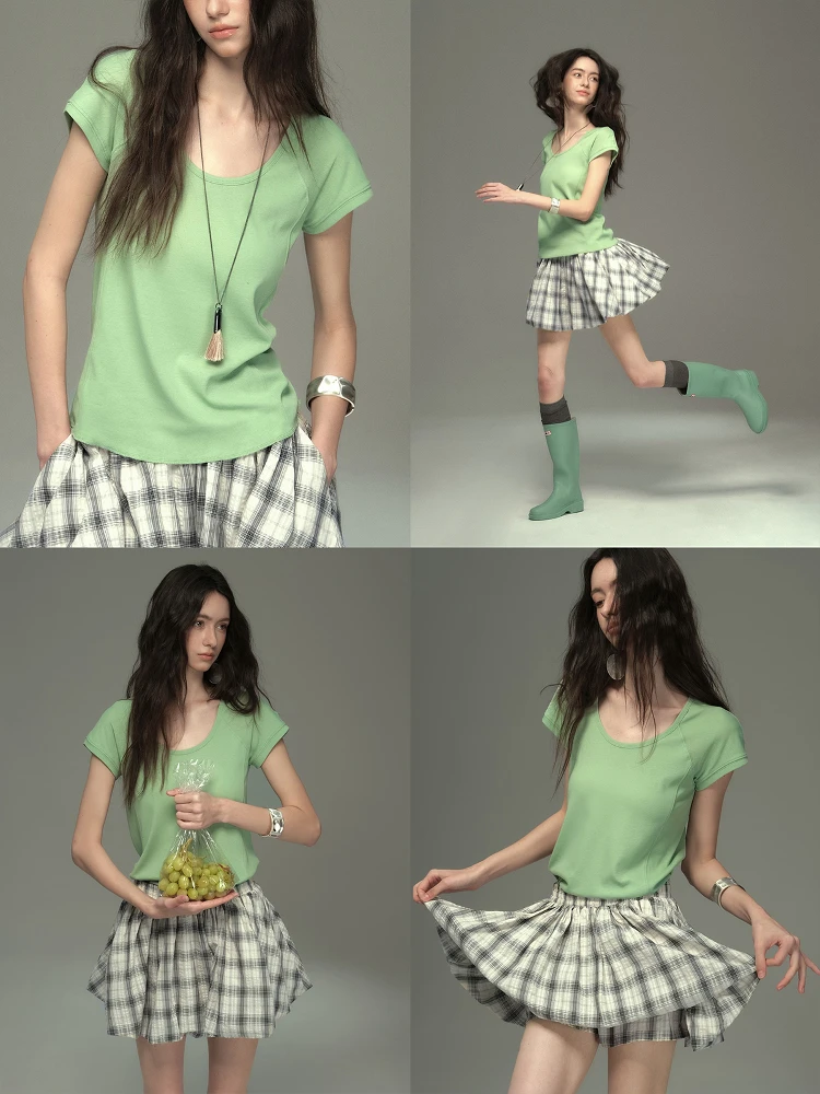 

Cool Lightweight Summer T-irt Quartet Colors Large U-Neline Studio Faion Casual Cotton Crew Ne ort Sve Top