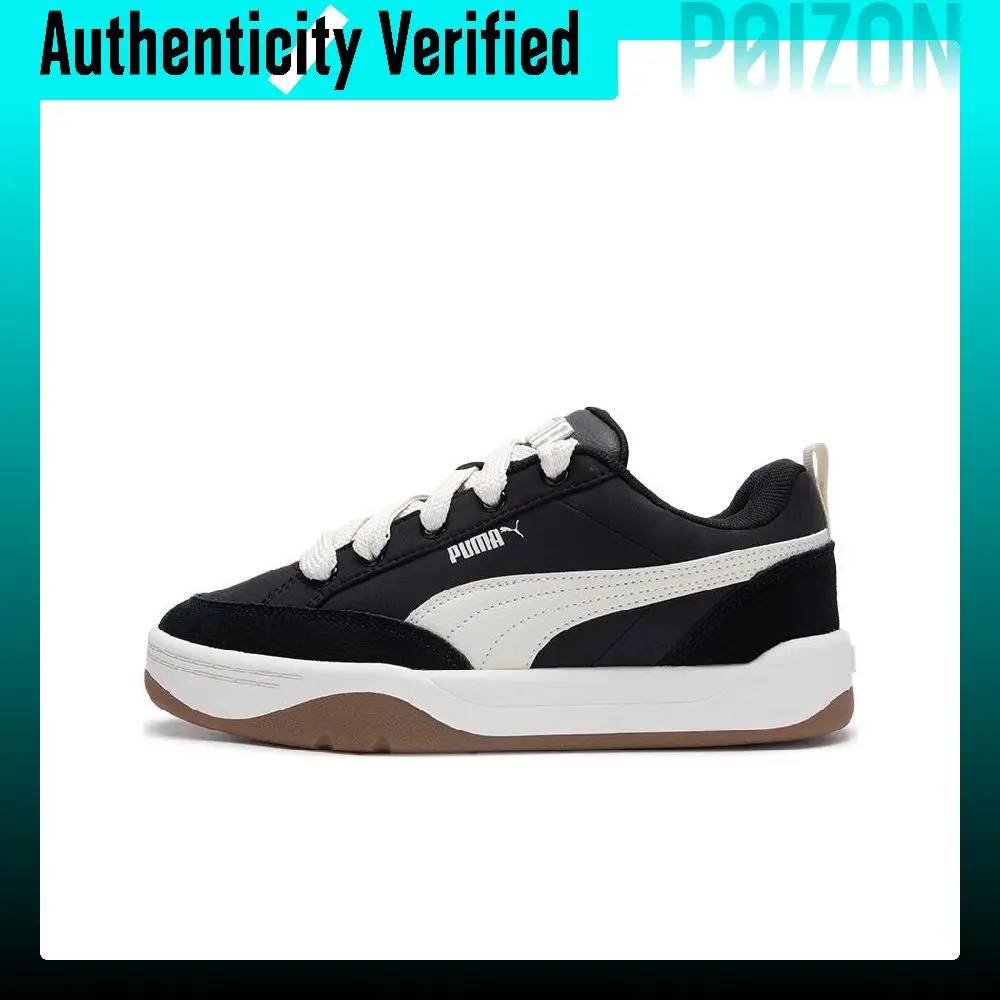 PUMA Park Lifestyle Textile, Split Cow Leather Abrasion Resistant Low top Skateboard Shoes Unisex Black White 397495-01