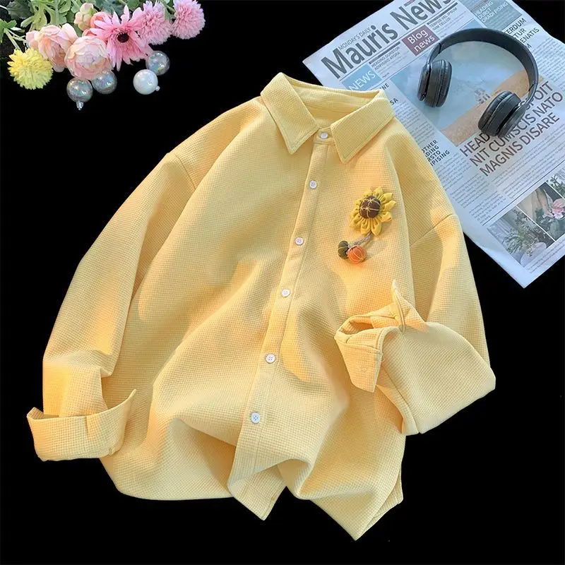 Coat shirt women's 2024 early autumn shirt new design sense simple fashion niche Korean Joker long-sleeved top. blouse women