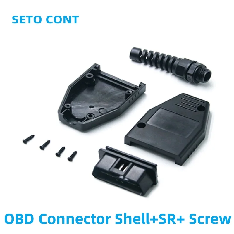 J1962 16 Pin 12V OBD Male Plug Connector OBD2 Interface OEM Assembled OBDII Shell Housing +SR+ Screw for ELM327 Car Scanner