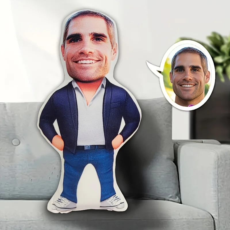 Custom Human-Shaped Photo Pillow - Unique, Personalized Face Design for Birthdays, Holidays, Anniversaries, Home Decor, Living R