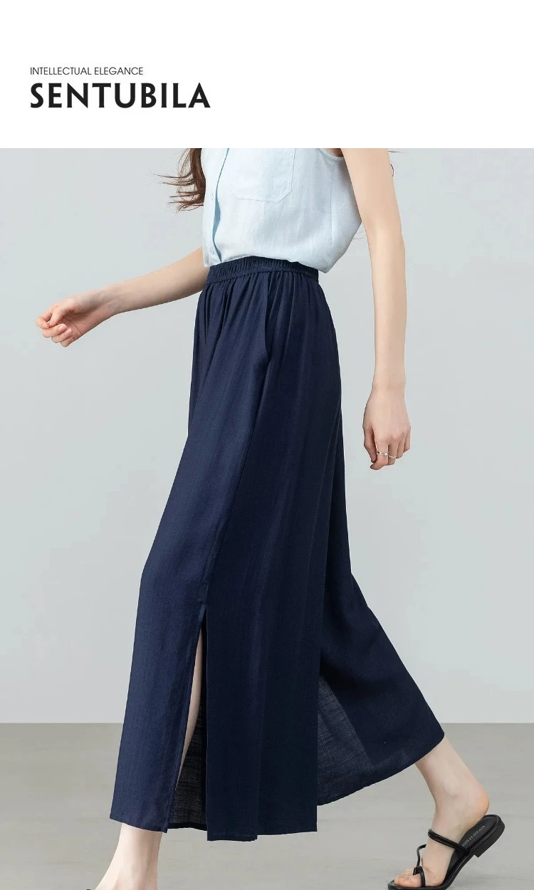 SENTUBILA Damen-Pendlerhose mit weitem Bein, Sommer 2026, neu, rosa, elastischer Bund, geschlitzter Saum, lockere, lässige, kurze Hose 162KD4097 – Detail 1