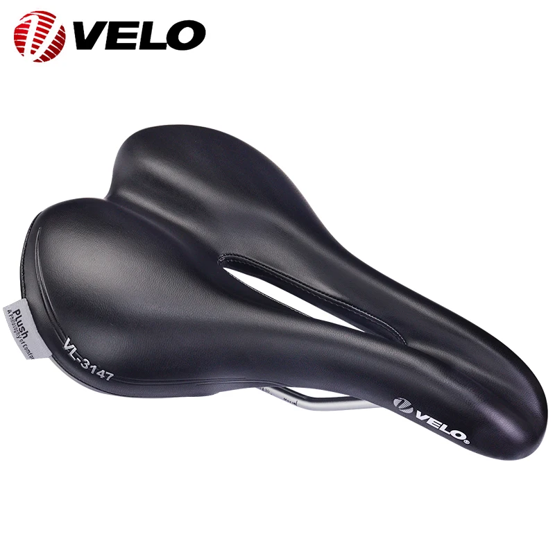 VELO VL-3147 Comfort PU Leather Steel Rail 273x179mm MTB Road Bike Saddle Unisex Bicycle Seat Cushion Cycling Accessories