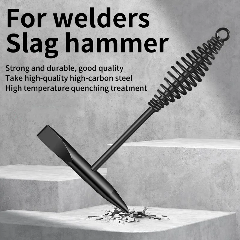 Welding Chipping Hammer - Rust Removal & Slag Cleaning Tool with Spring Handle and Hook for Glass Breaking & Ice Chipping image 5