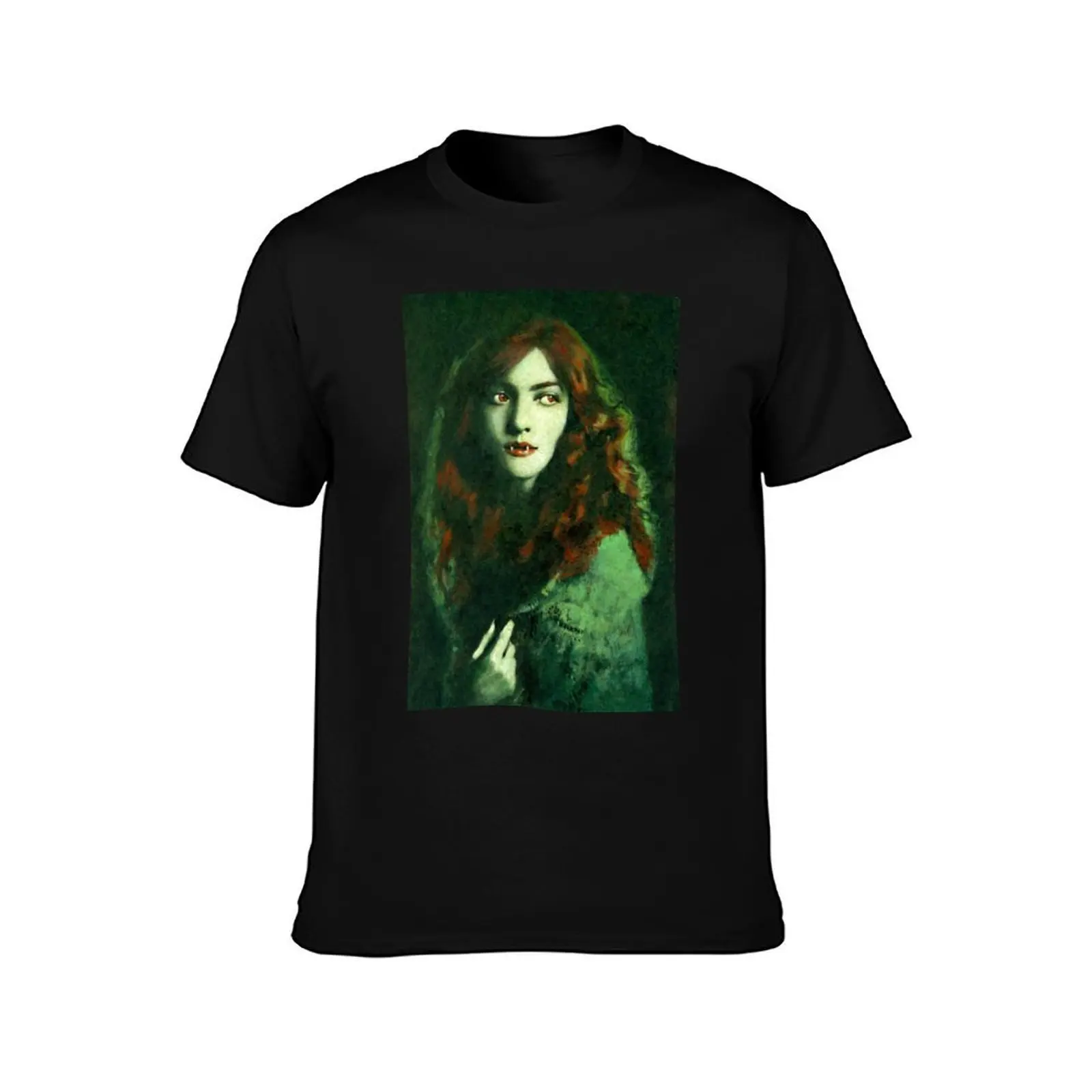 Vintage Gothic Femme Fatale Vampire T-Shirt, Summer Casual Cotton Tee, Oversized Streetwear Tops, Vintage Graphic Print