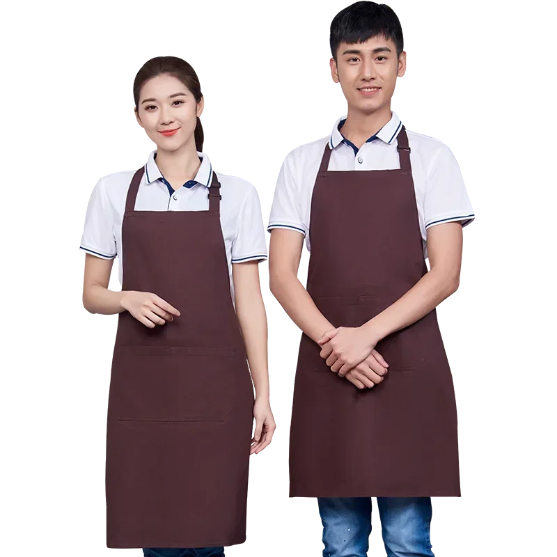 Waterproof Kitchen Apron Women Plain Cleaning Bib 100% Cotton Food Shop Seller Waiter Hospitality Aprons Custom Men\'s Avental