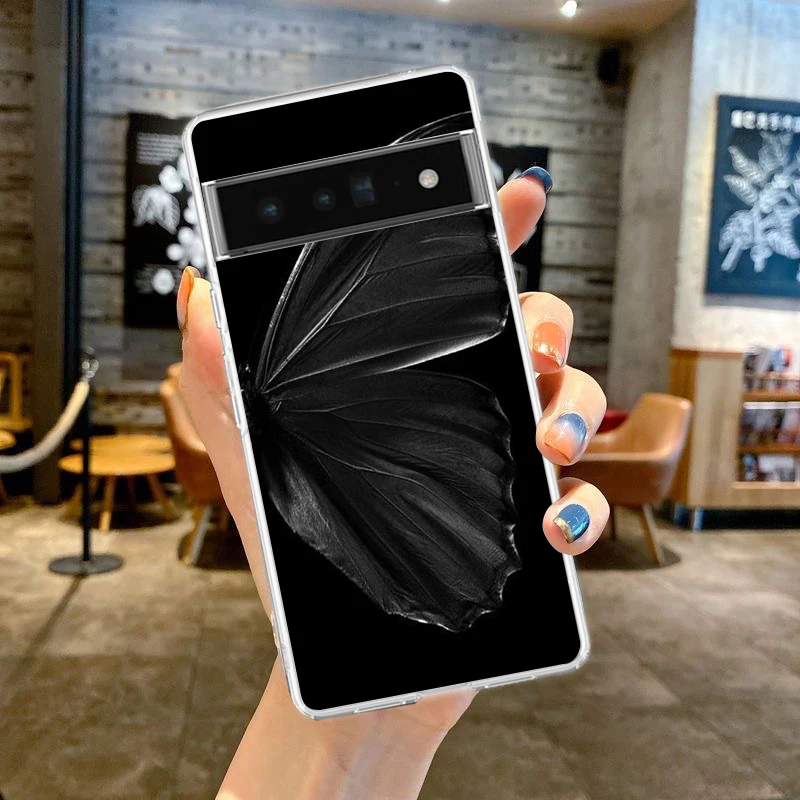고딕 스타일 블랙 립 전화 케이스 Google Pixel 9 8 7 6 Pro XL 8A 7A 6A 5 4 5A 4A 3A XL 5G 소프트 실리콘 클리어 TPU 커버