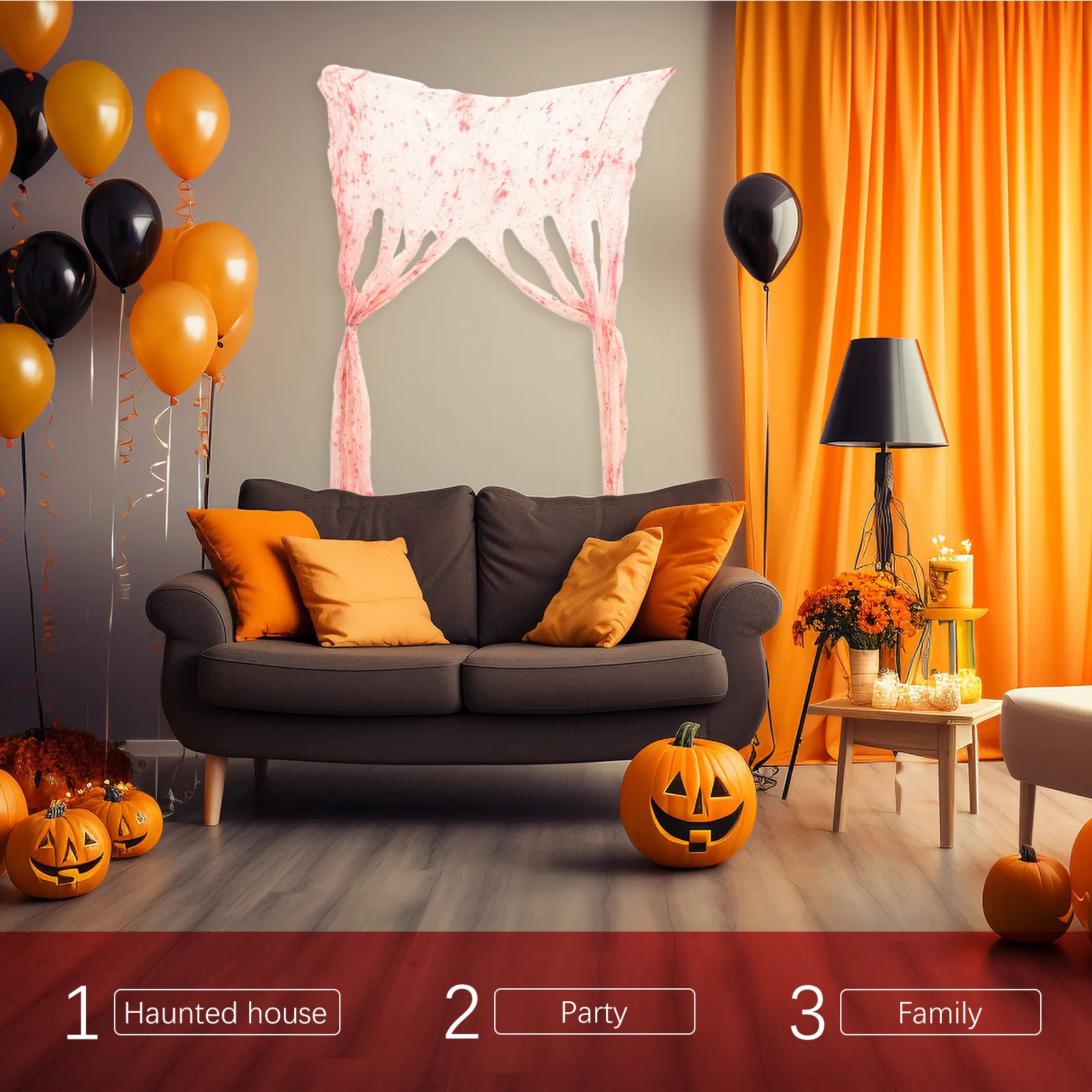 Halloween Bloody Door Curtain Horror Theme Decorative Curtain for Dining Room Balcony Coffee Shop Haunted Party Supply
