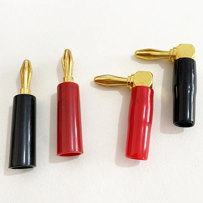 2 Stück 4mm 90 ° /180 ° Bananenstecker mit weichem Kunststoffgehäuse, rot und schwarz, geeignet für Multimeter, Audio- und Videolautsprecher – Detail 5