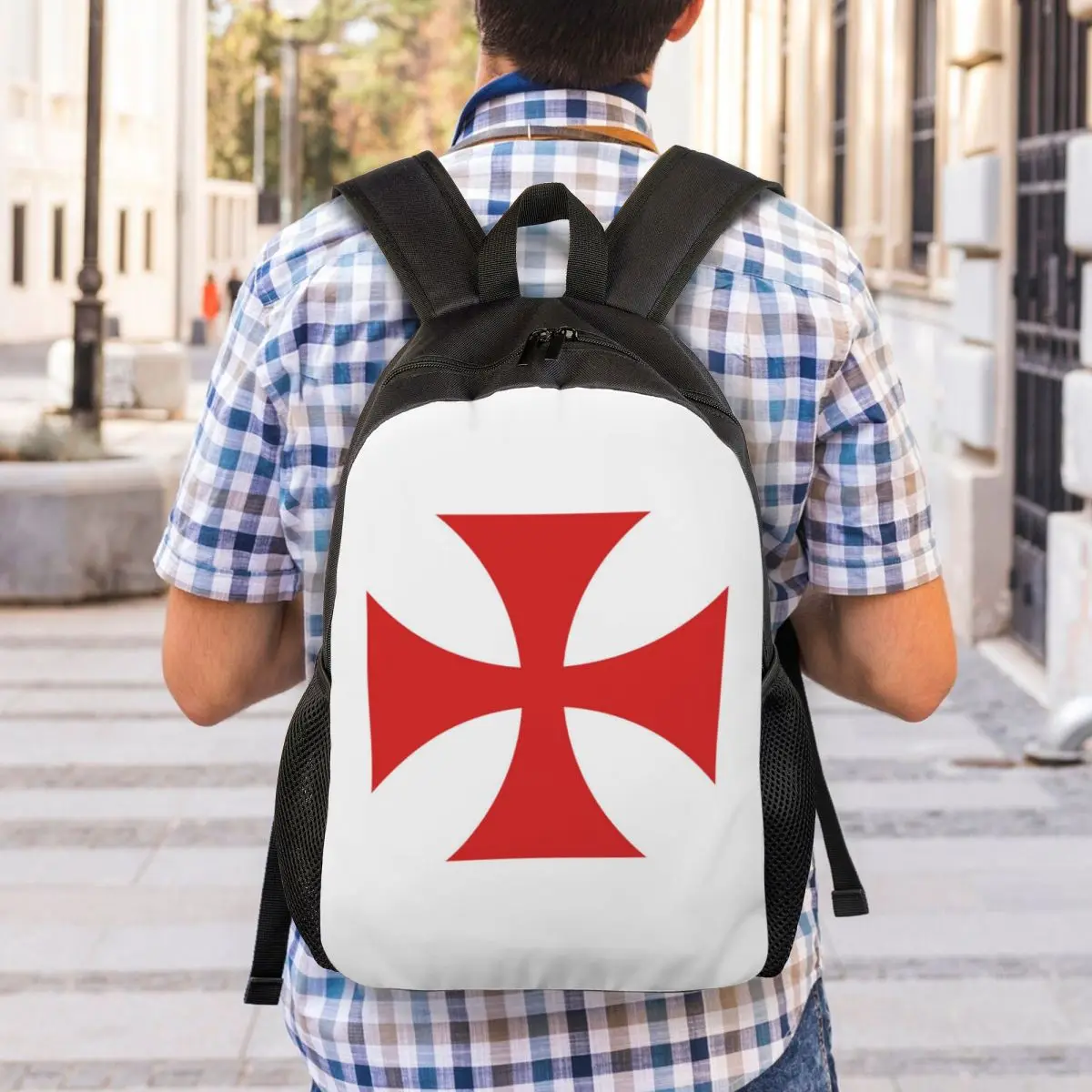 Templar Shield Cross Medieval Warrior Sword Knights Templar Deus Vult Backpack BookBag School Bag Computer Shoulder Bags