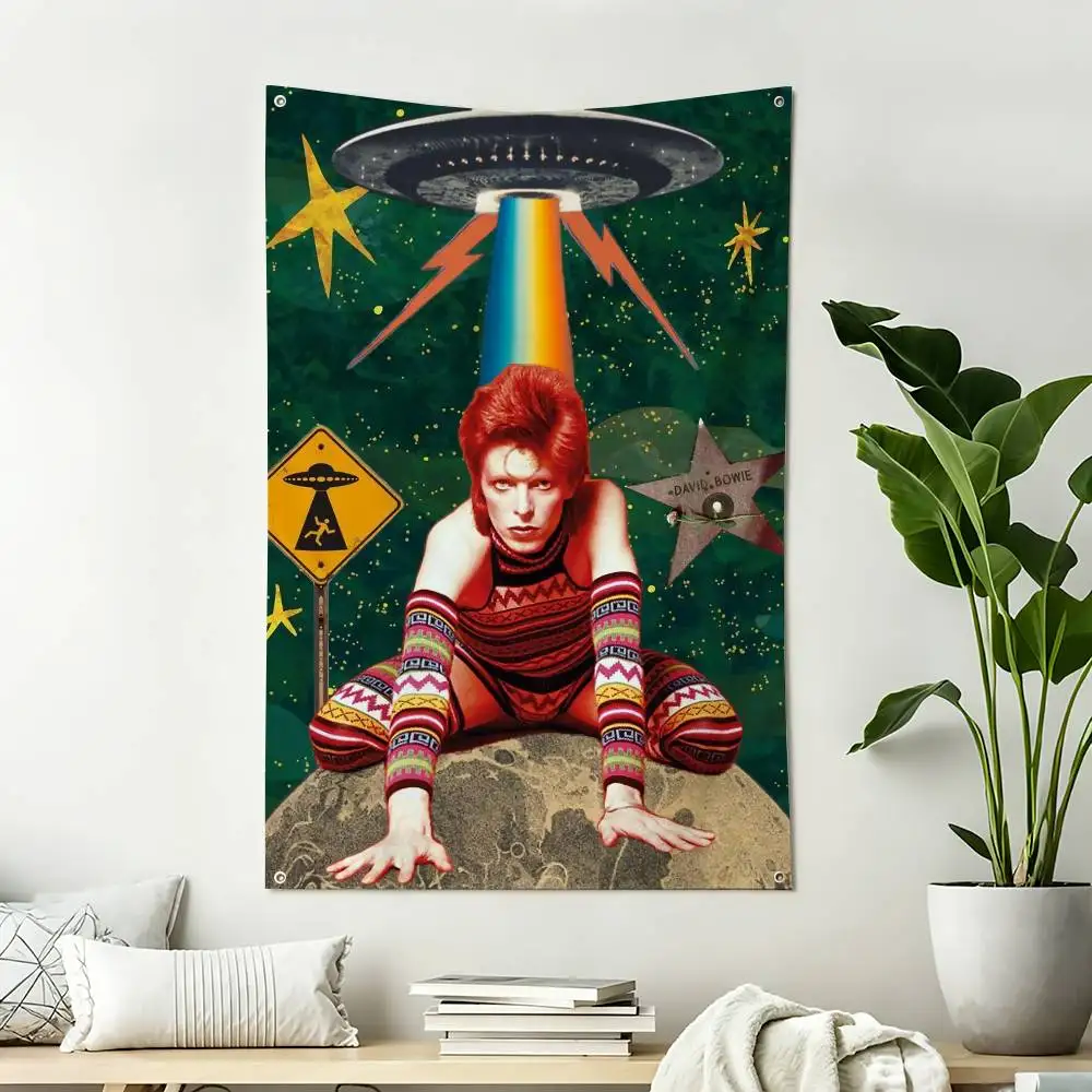 David Bowie Ziggy 70s glam rock Home Decor Wall Hanging Vertical Flags Indoor Outdoor