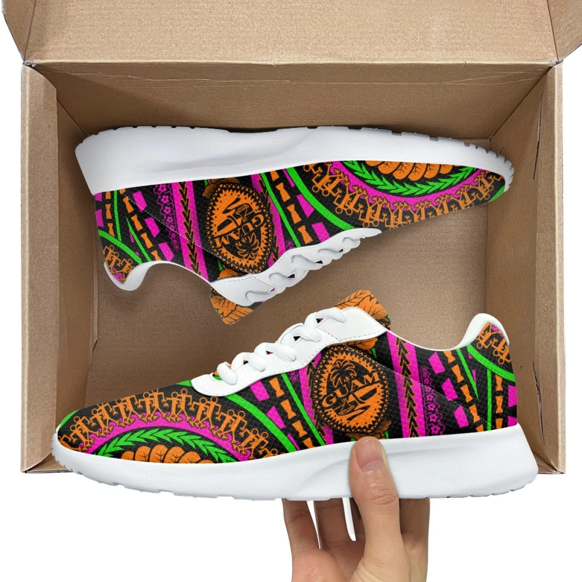 Guam Polynesian Print Women's Training Running Shoe Cozy Lace-Up Flats Durable Gym Teen Sneakers Print On Demand tenis masculino