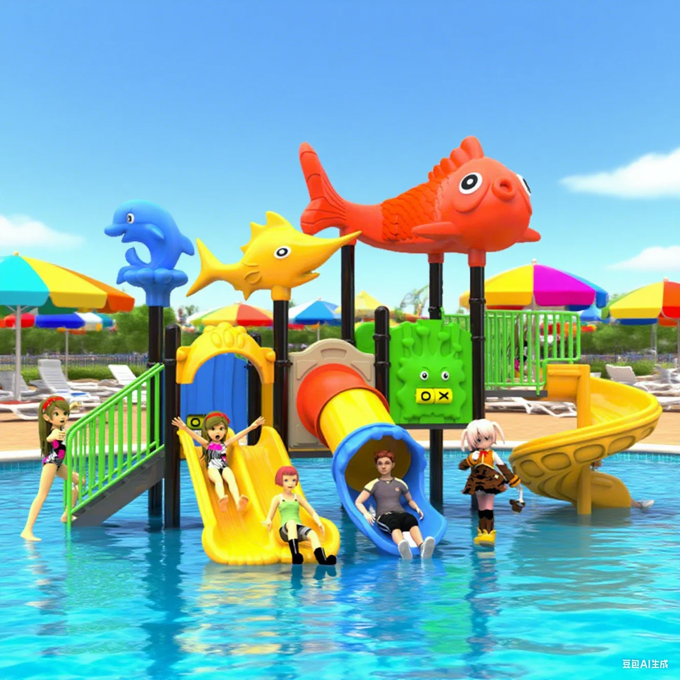 2027 Outdoor Large Plastic Country Club Hotel Resort Pool Kids Summer Camp Water Slide Commercial Fiberglass Water Park Slide