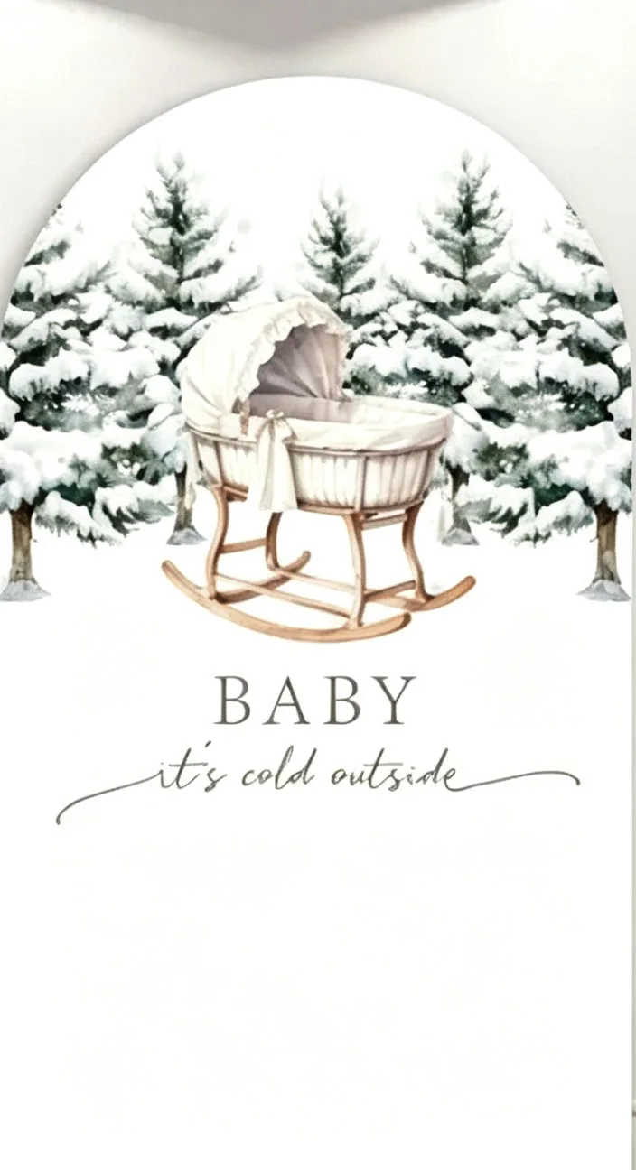 Custom Double-Sided Baby It's Cold Outerside Baby Shower Arch Backdrop Cover Winter Snowflake Birthday Party Decor Backdrop