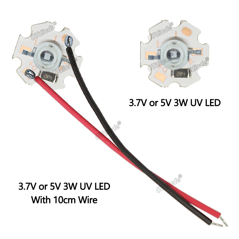 3535 UV 3W Purple High Power LED 3V 3.7V 5V 12V Chip 365nm 370nm 385nm395nm 400nm 410nm 420nm Beads Ultra Violet Light With PCB image 3