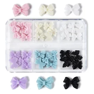 Sekotak 6 kotak berisi 30 buah dengan pita busur dasi kupu-kupu resin aksesoris kuku diy 6 pita kuku penjualan terbaik - №