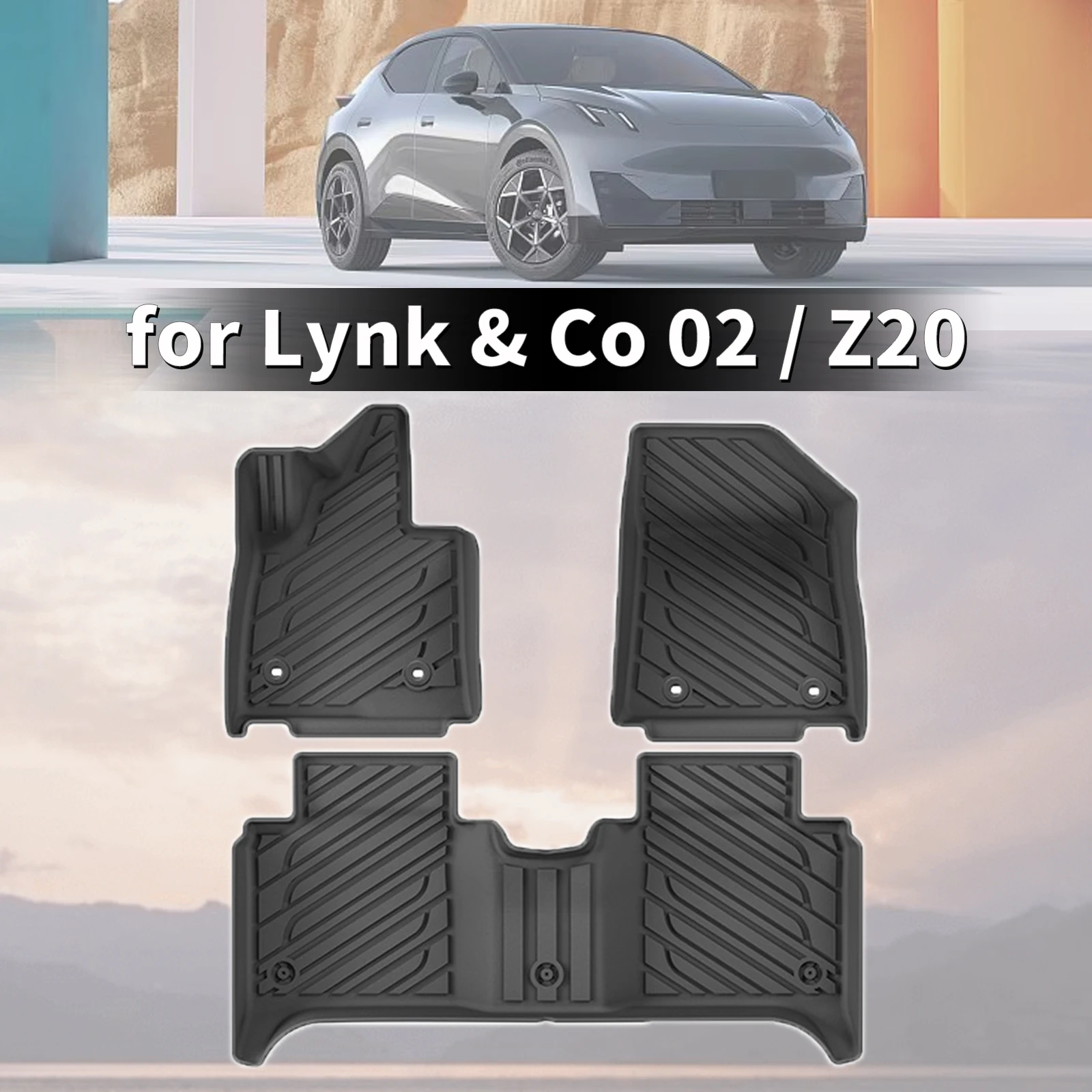 

for Lynk & Co 02 Z20 2025 2026 High Elastic TPE Car Floor & Trunk Mats, Wear Resistant, Easy Clean (Not For RHD)
