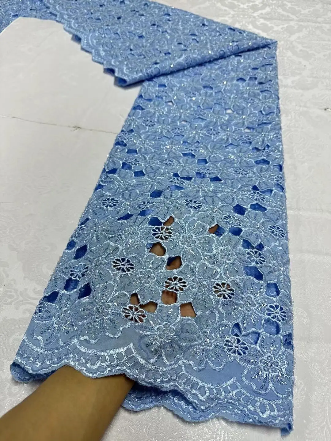 Latest Guipure Cord Lace High Quality Embroidery Water Soluble African Lace Fabric With Holes Laces For Party Sew